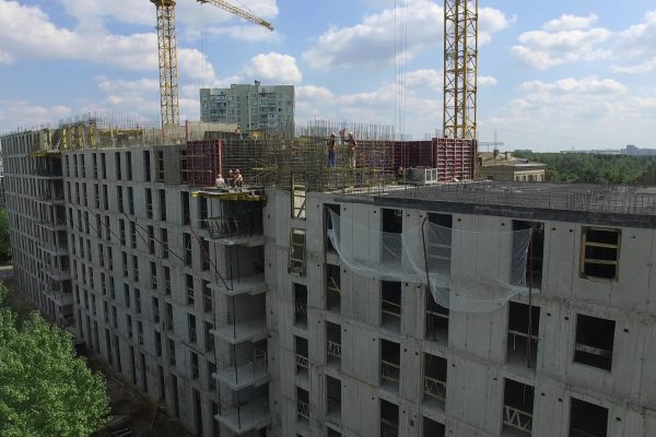 A vertical inspection of a half built multi storey building